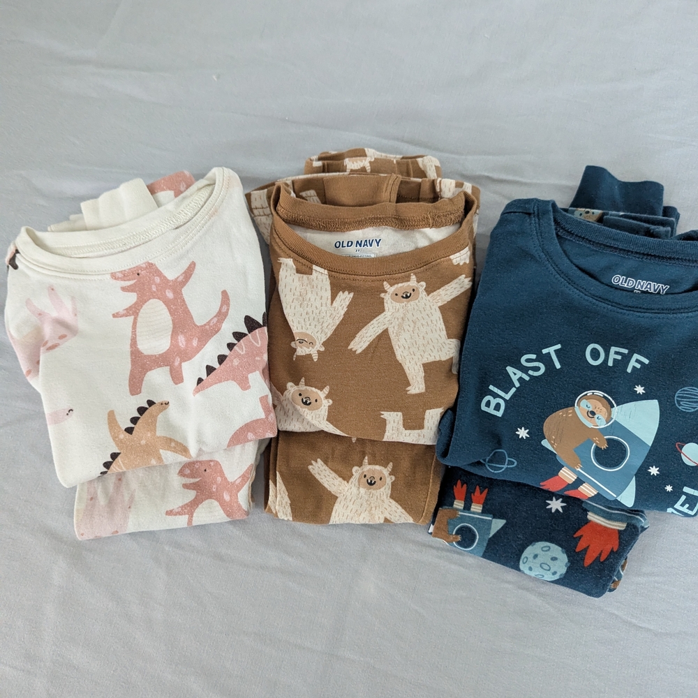 Lot Of Old Navy Kids Pajama Set - Dinosaurs, Yeti, and Astronauts